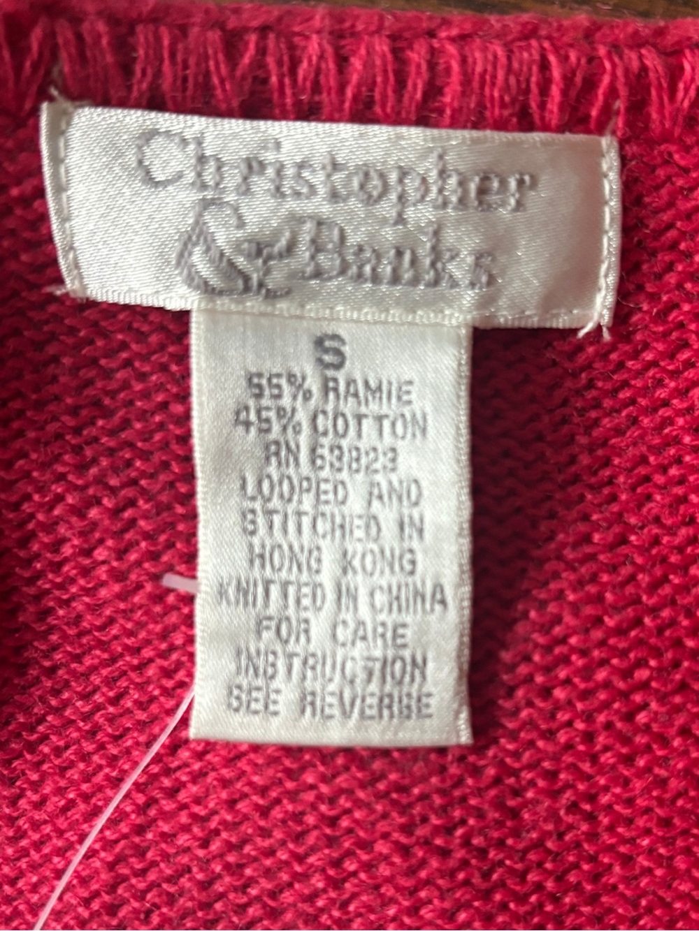 Red Button Cardigan Sweater Small NWT Christopher & Banks Ramie Cotton - Picture 5 of 6